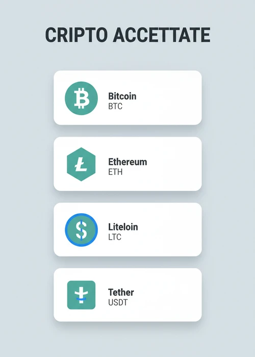 Vari loghi di criptovalute come Bitcoin, Ethereum e Litecoin fluttuanti sopra un tavolo da casinò virtuale, simboleggiando le transazioni anonime e veloci nei casinò non AAMS.