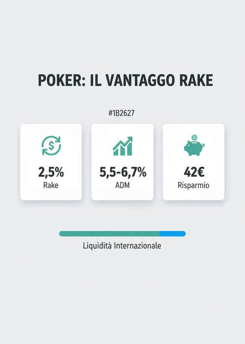 Tavolo da poker online con carte e fiches virtuali, simboleggiando le poker room non AAMS